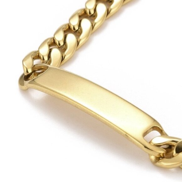 Miami Cuban Curb Link Stainless Steel ID Bracelet - Picture 3 of 4